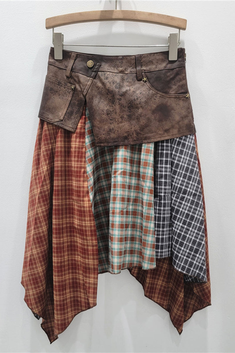 Asymmetrical Patchwork Midi Skirt