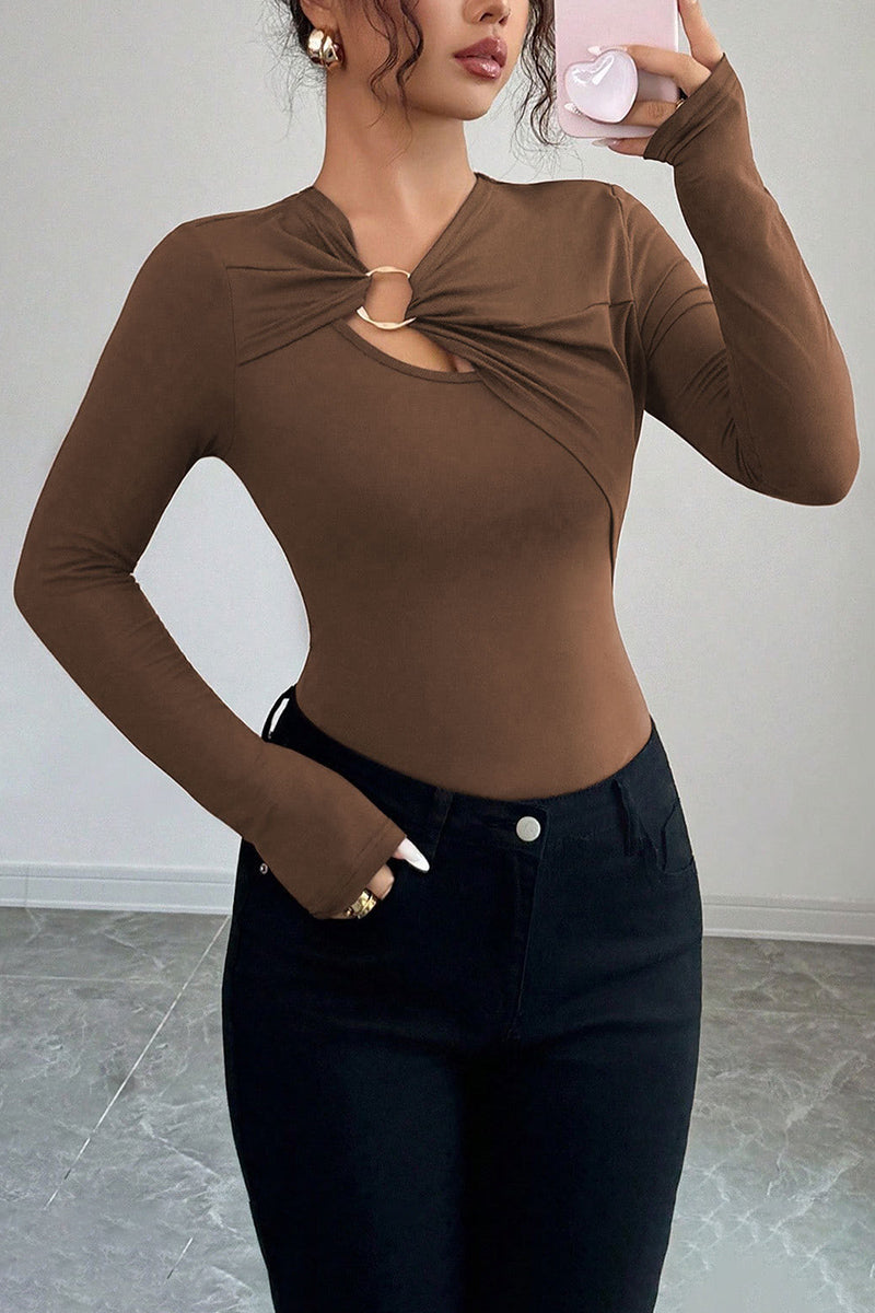Stylish Cutout Detail Long Sleeve Top