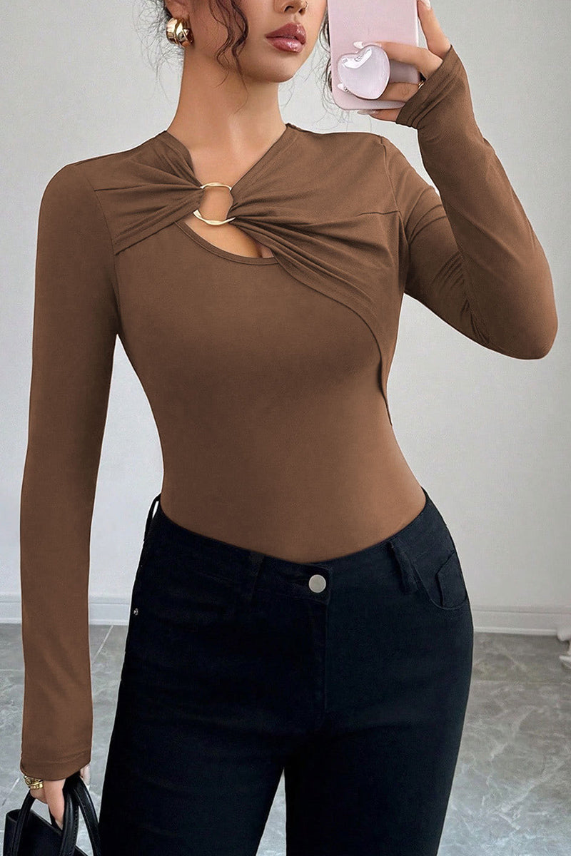 Stylish Cutout Detail Long Sleeve Top