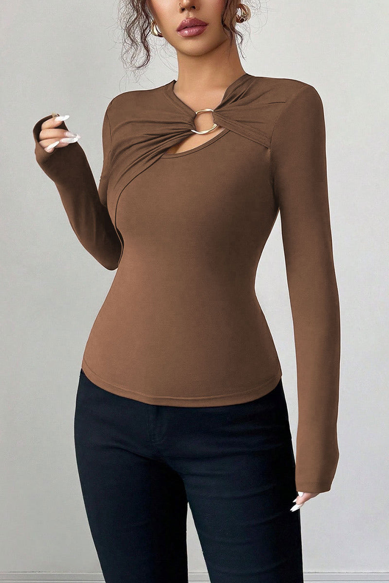 Stylish Cutout Detail Long Sleeve Top