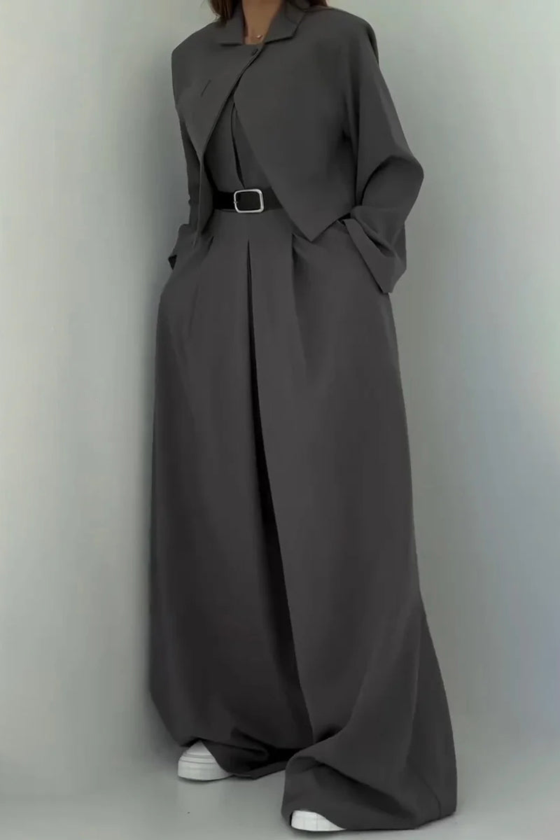 Chic Pinstripe Blazer and Jumpsuit Set