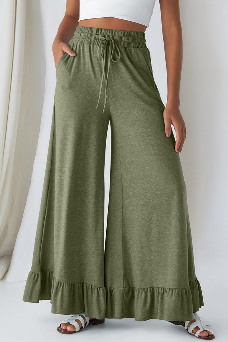 Ruffled Wide Leg High Waist Pants