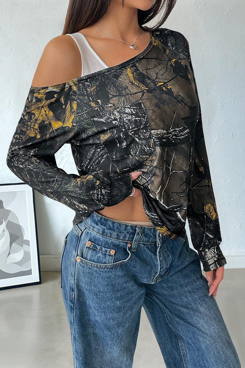 Asymmetric Long Sleeve Graphic Tee