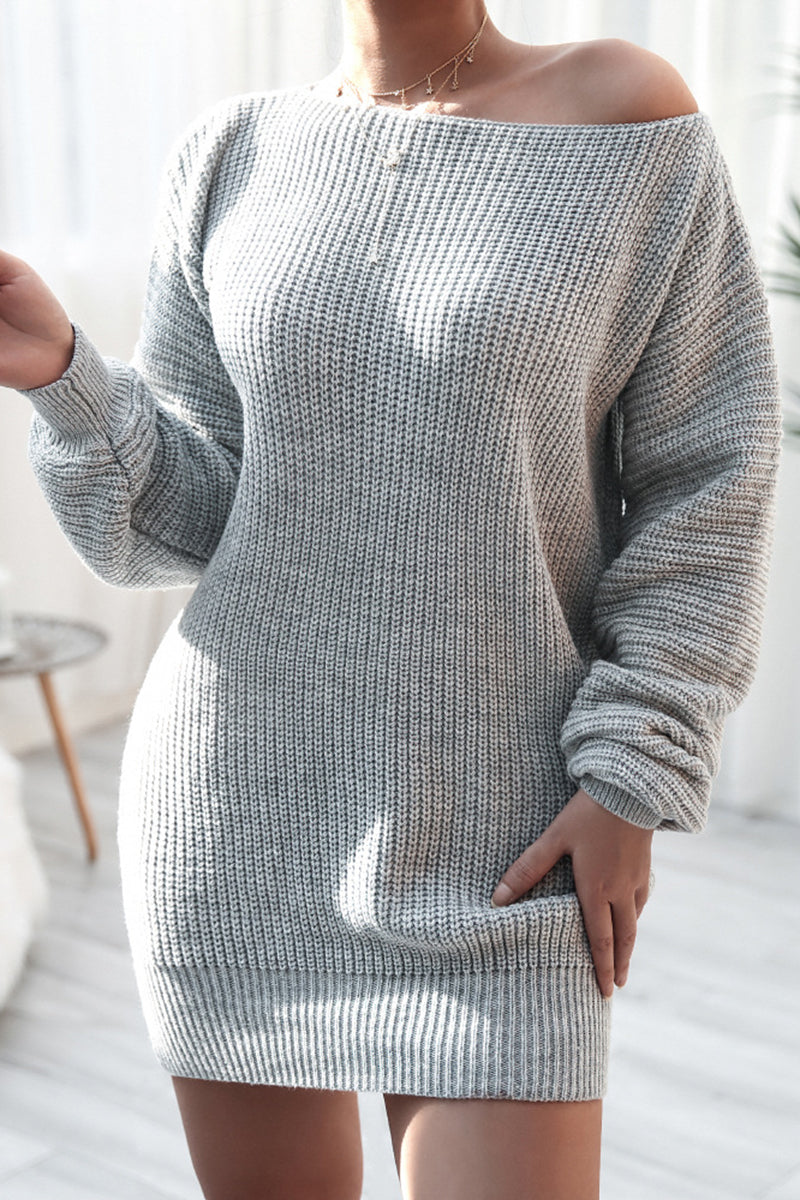 Off-Shoulder Knit Casual Dress