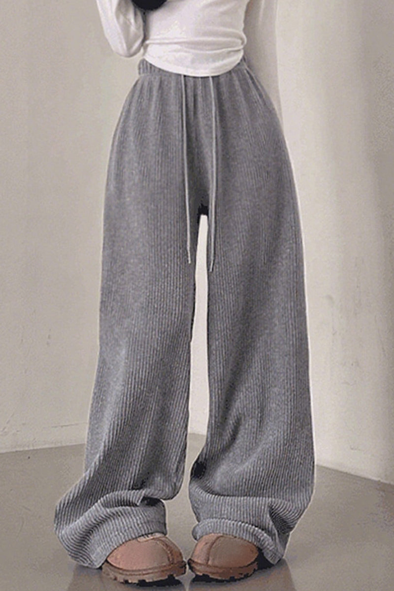 Relaxed Fit Wide-Leg Casual Pants