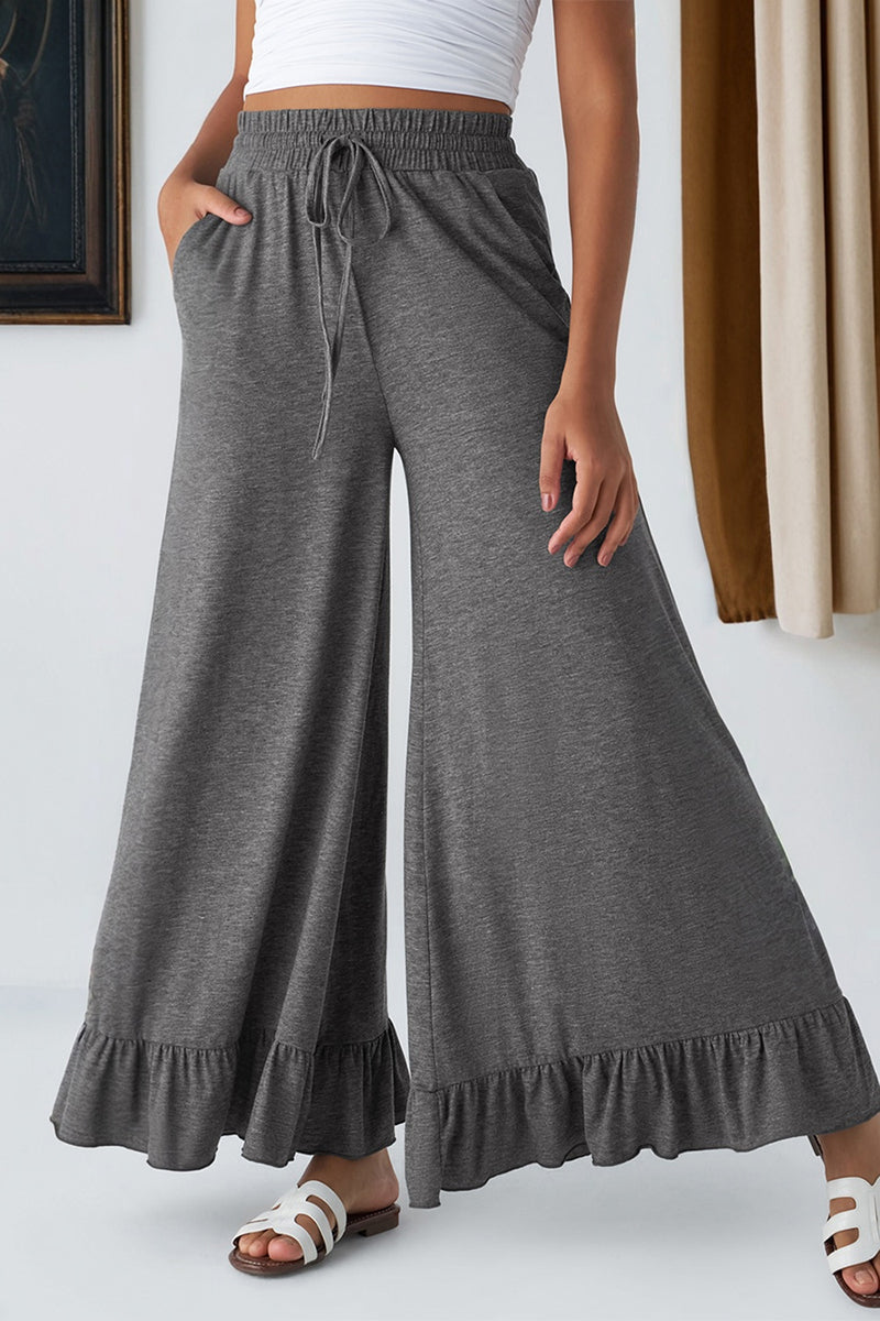 Ruffled Wide Leg High Waist Pants