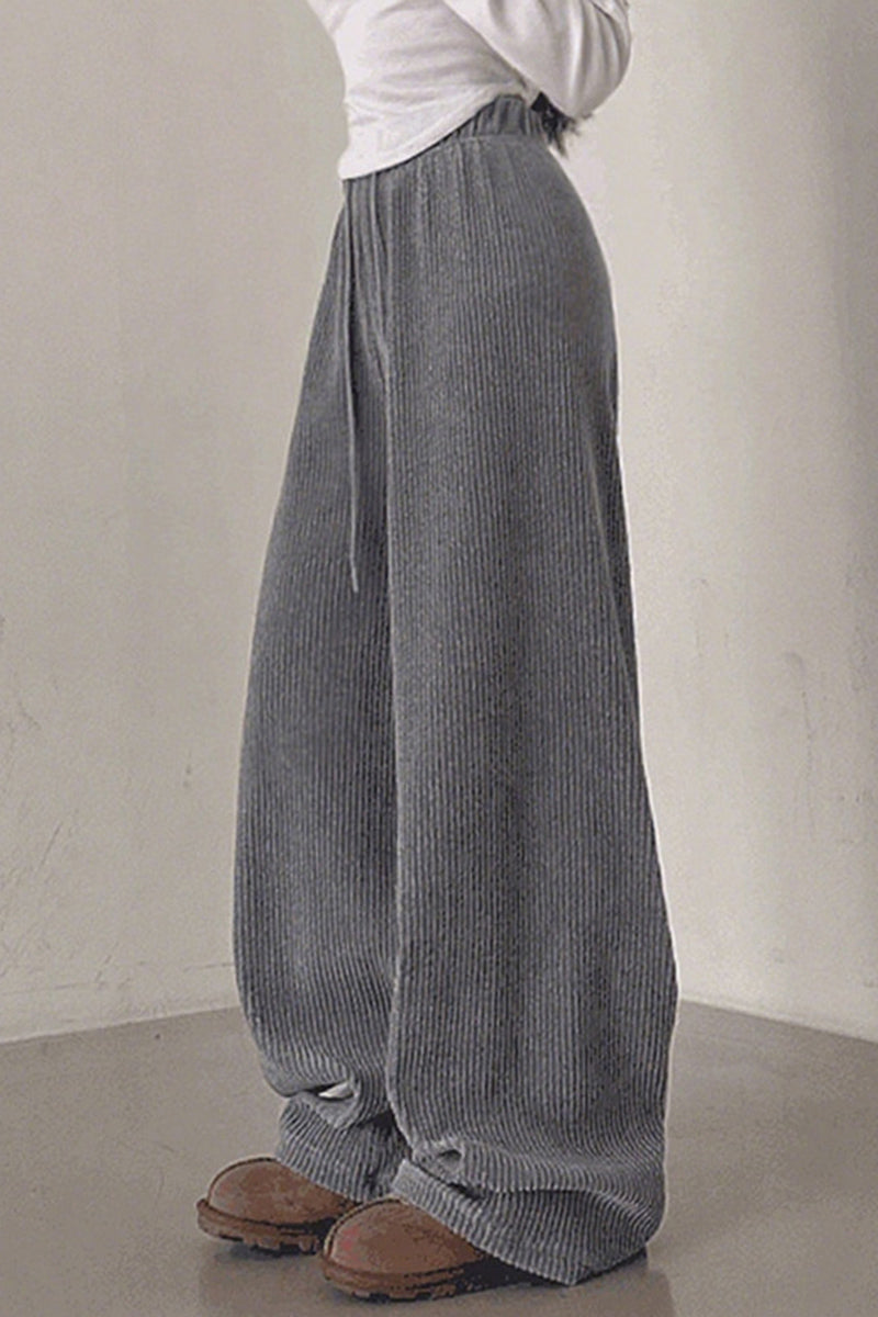 Relaxed Fit Wide-Leg Casual Pants