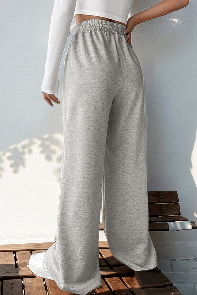 Elastic Waist Wide-Leg Casual Pants