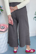 Washed Cropped Wide Leg Pants