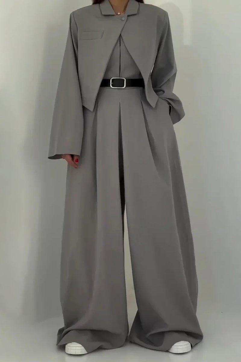 Chic Pinstripe Blazer and Jumpsuit Set