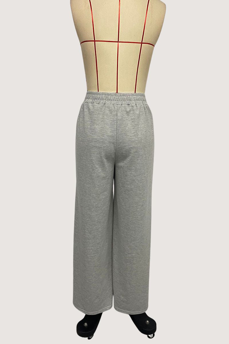 Elastic Waist Wide-Leg Casual Pants