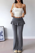 Ruffle High-Waist Flare Casual Pants