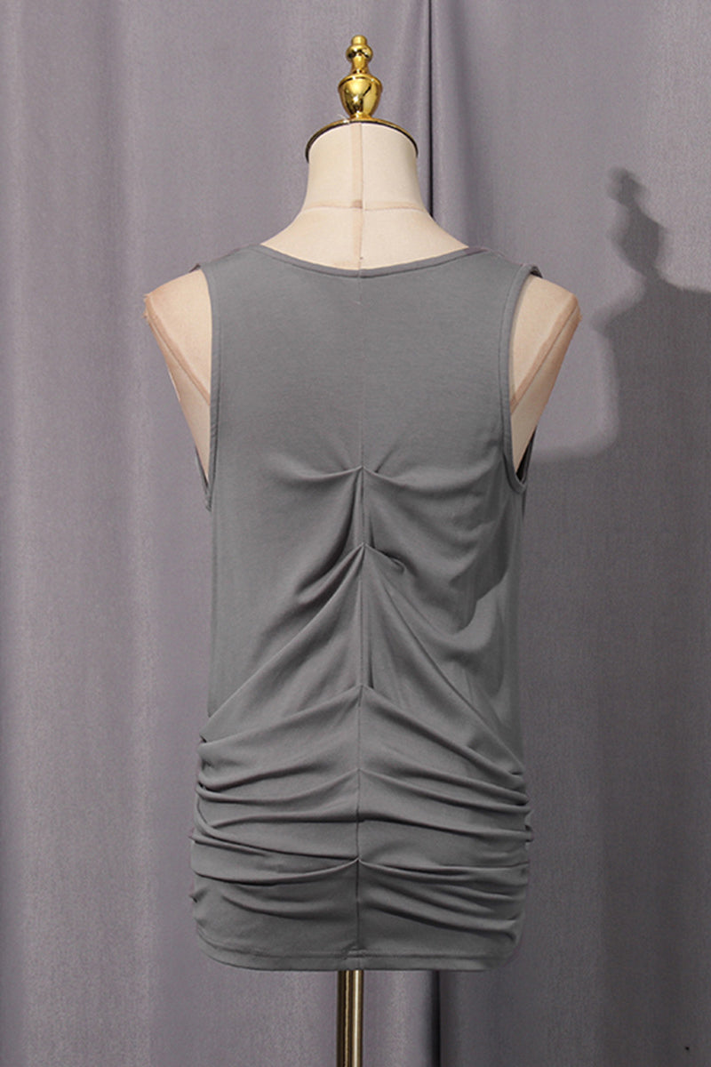 Draped Cowl Neck T-Shirt with Embellishment