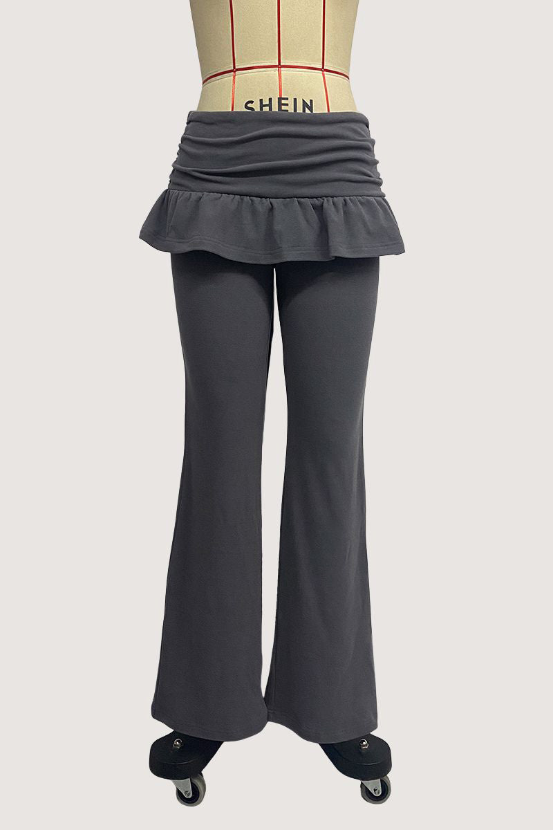 Ruffle High-Waist Flare Casual Pants
