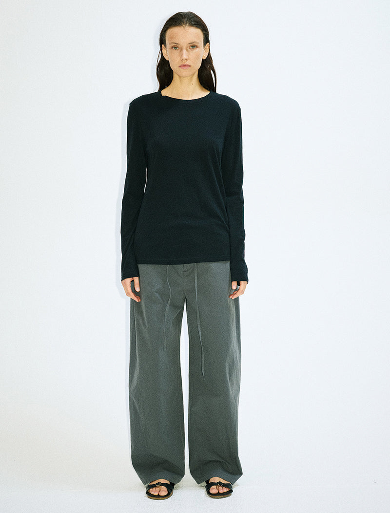 Wide-Leg Drawstring Grey Trousers
