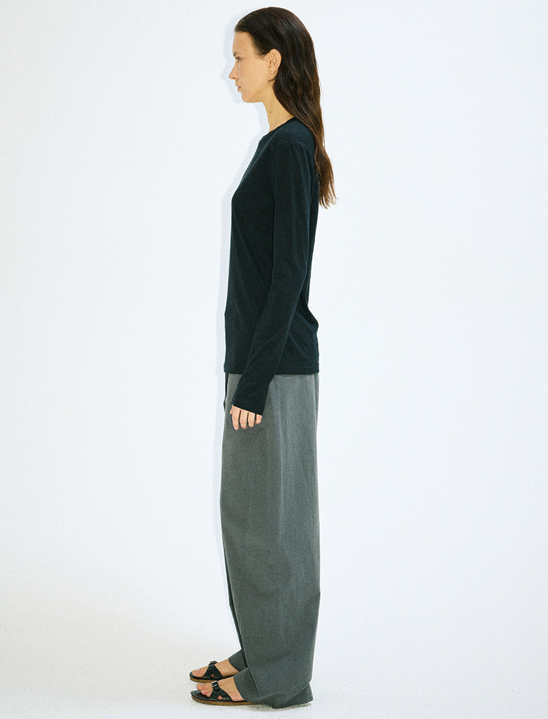 Wide-Leg Drawstring Grey Trousers