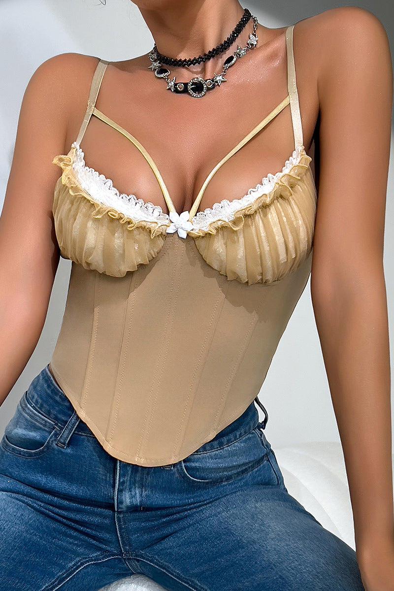 Lace Ruched Bust Cami Top