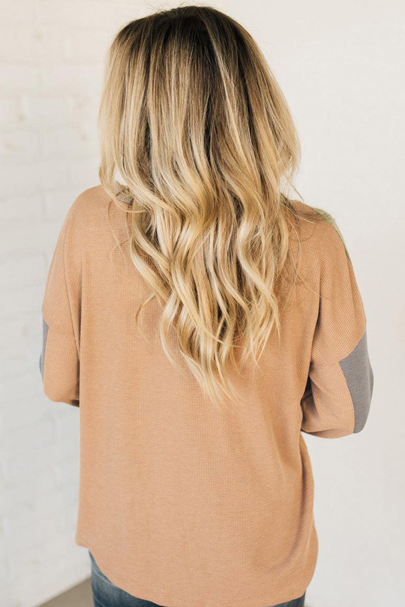 Color Block Knit Henley Top