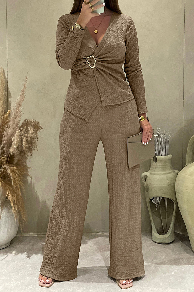 Elegant Knot Front Pants Set
