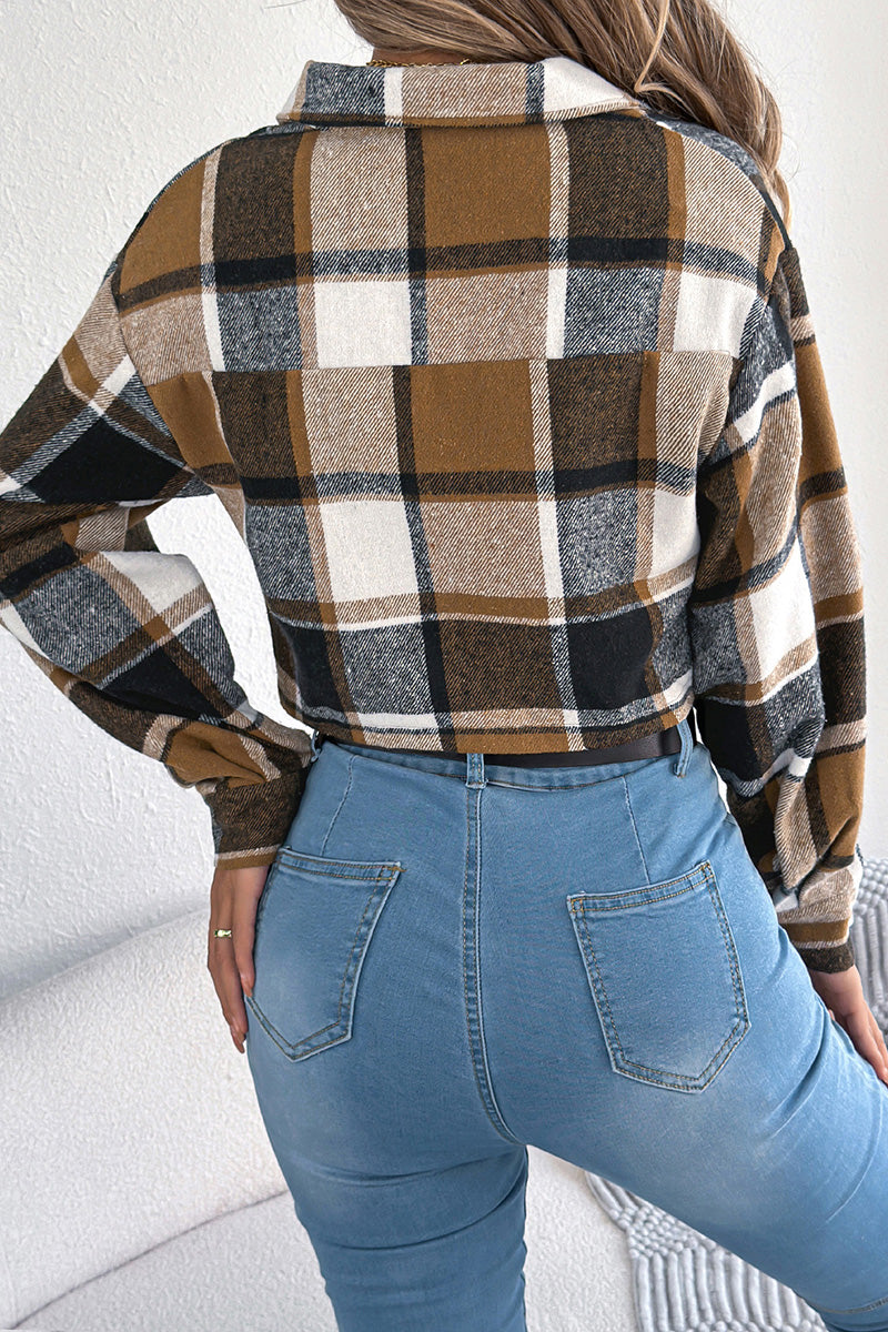 Plaid Pattern Cropped Jacket