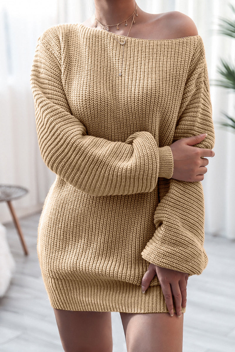 Off-Shoulder Knit Casual Dress
