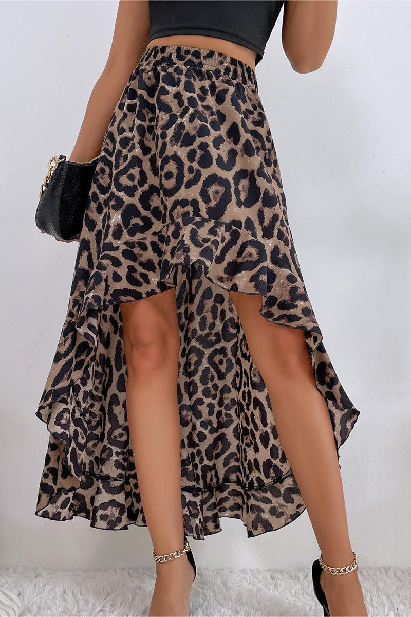 High-Low Leopard Skirt