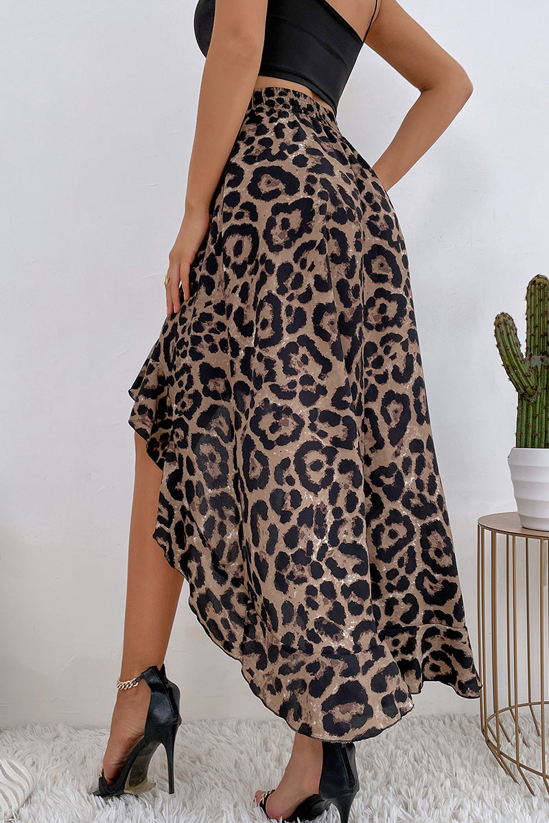 High-Low Leopard Skirt