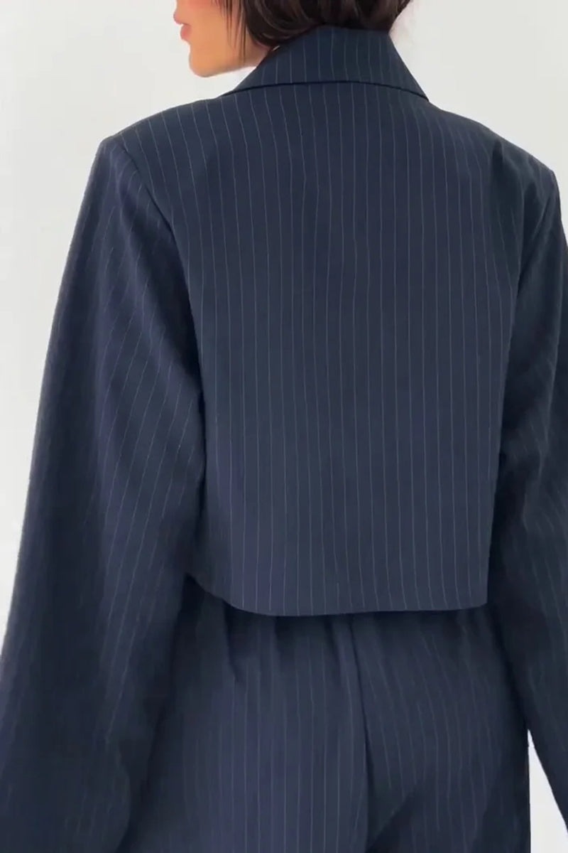 Chic Pinstripe Blazer and Jumpsuit Set