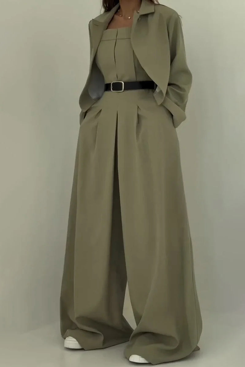 Chic Pinstripe Blazer and Jumpsuit Set