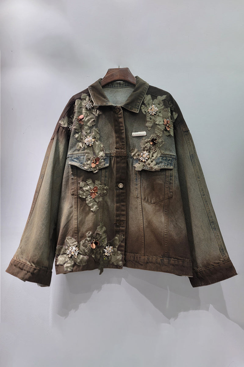 Floral Applique Denim Jacket