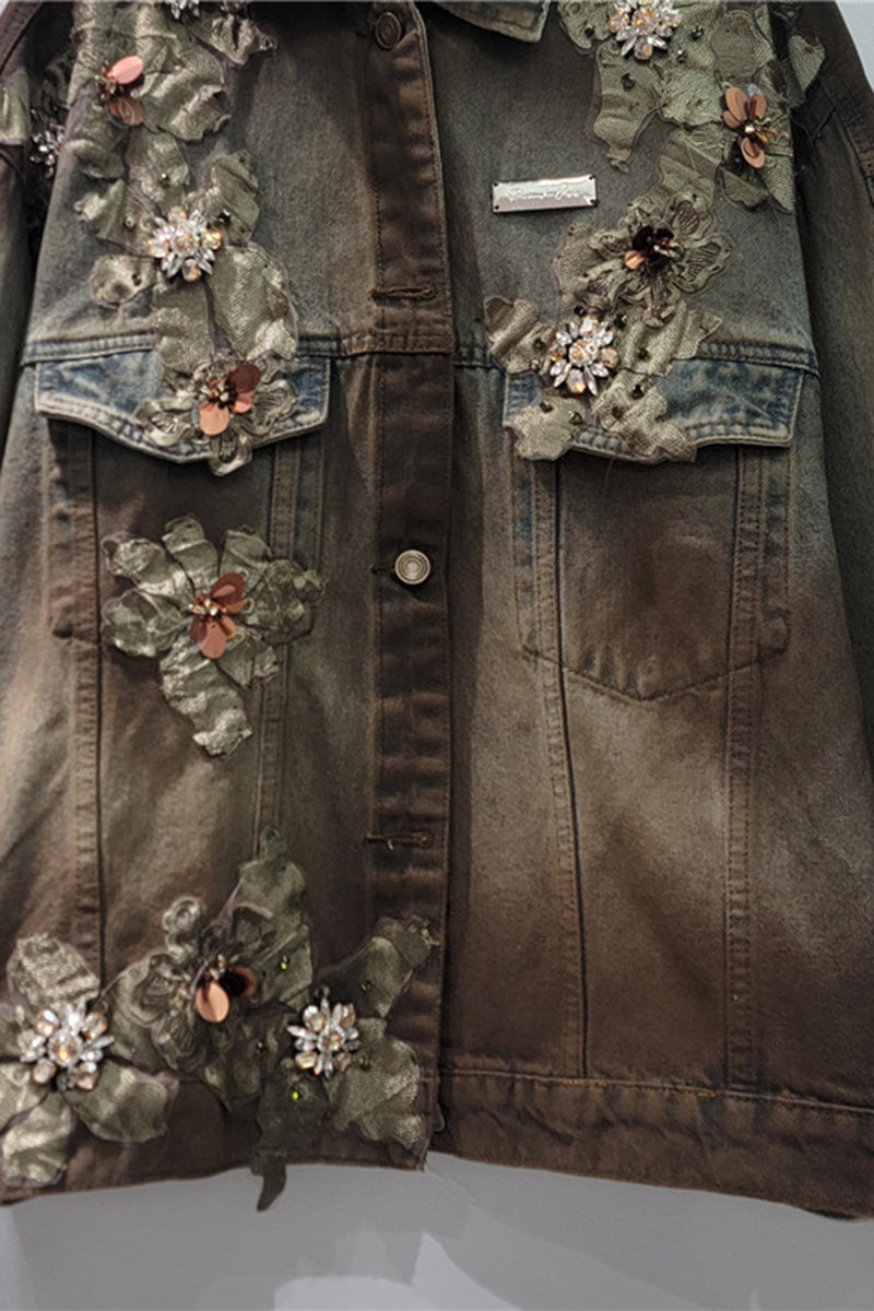 Floral Applique Denim Jacket