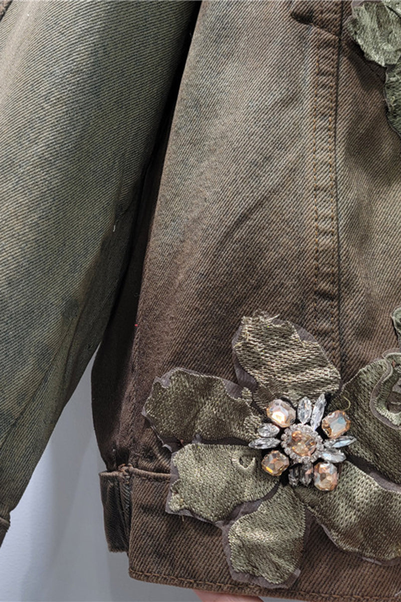 Floral Applique Denim Jacket
