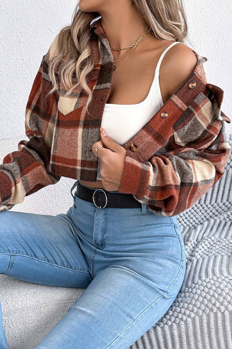Plaid Pattern Cropped Jacket