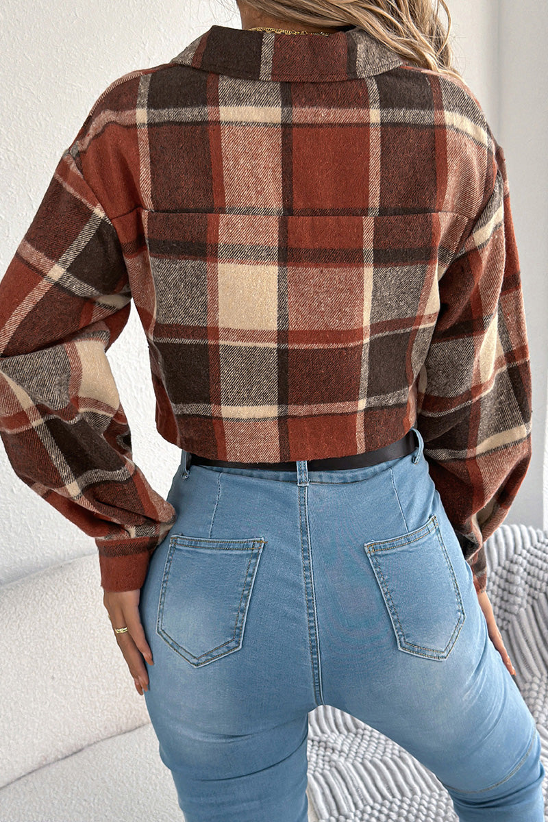 Plaid Pattern Cropped Jacket