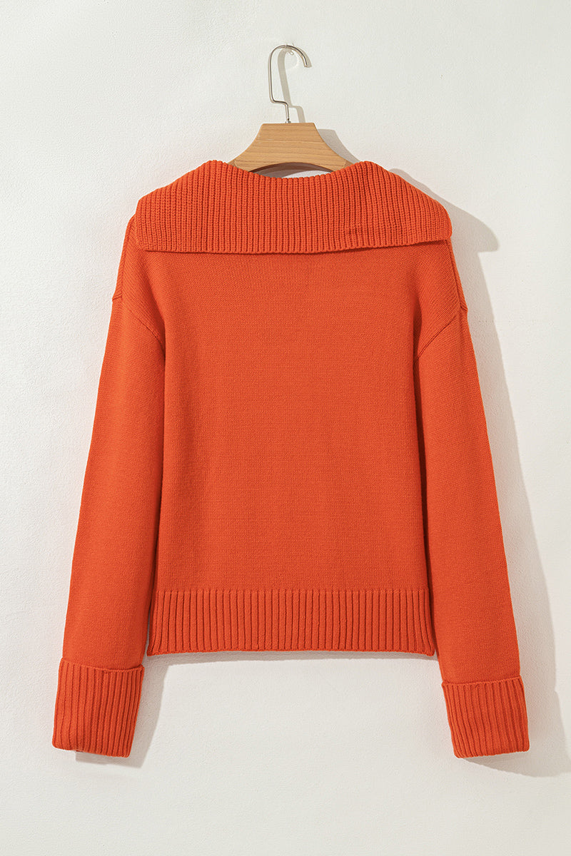 V Neck Ribbed Edge Sweater