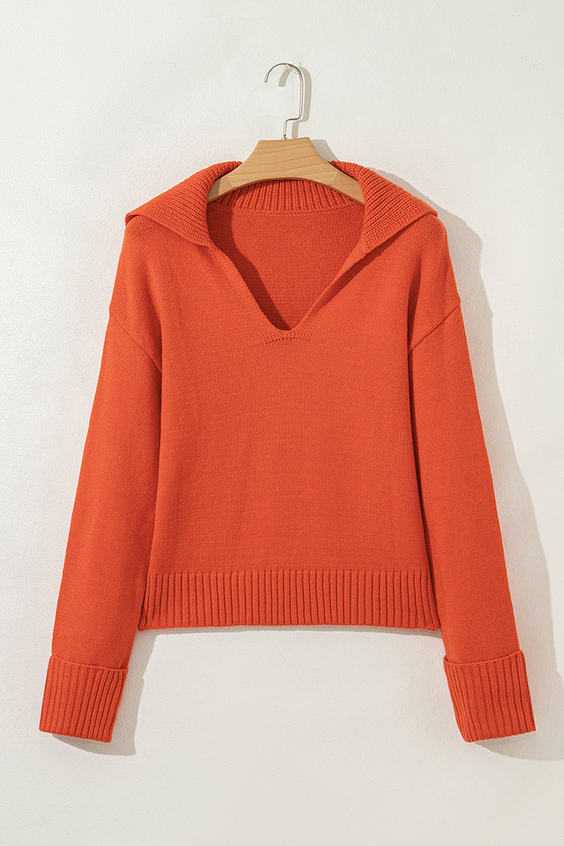 V Neck Ribbed Edge Sweater