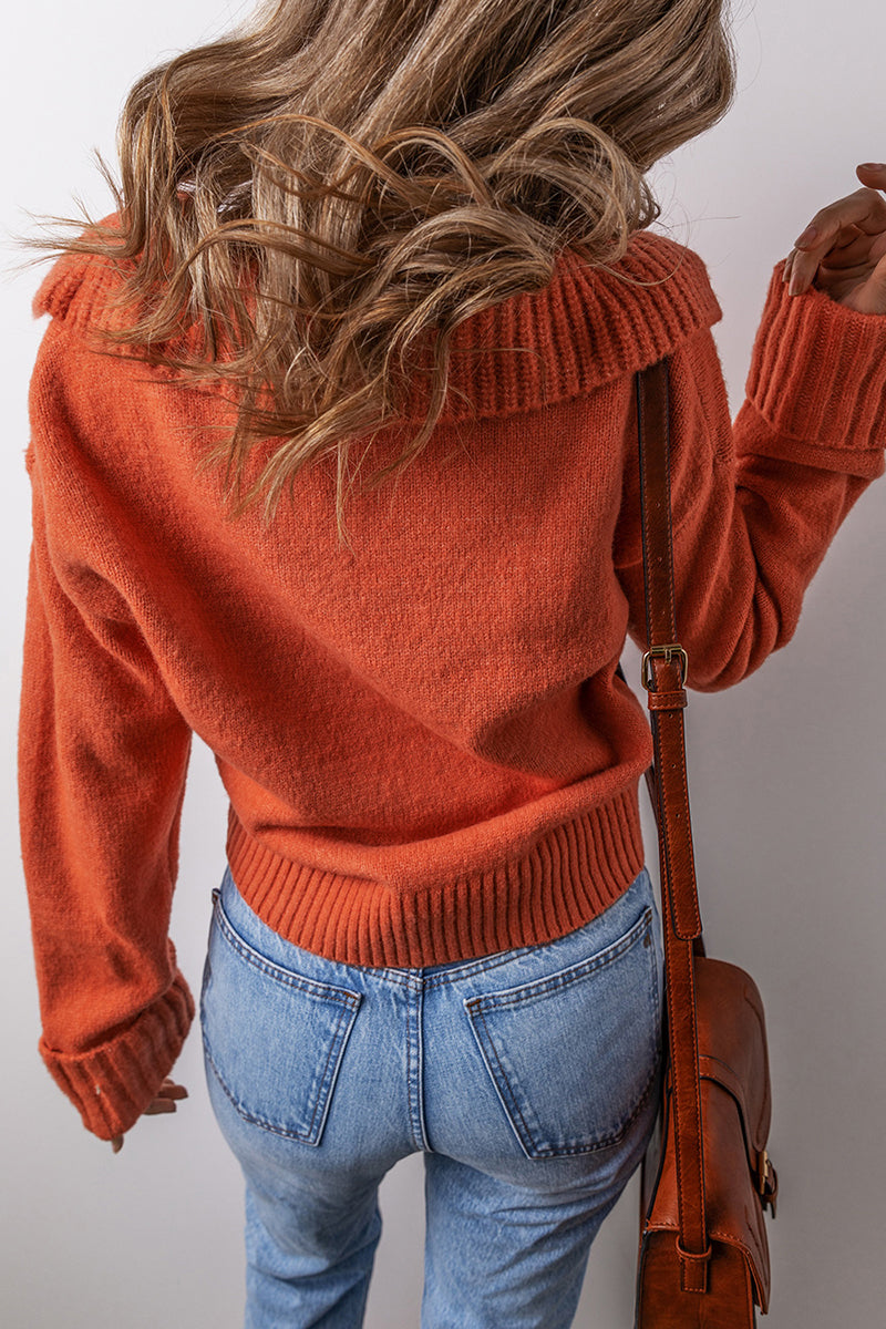 V Neck Ribbed Edge Sweater