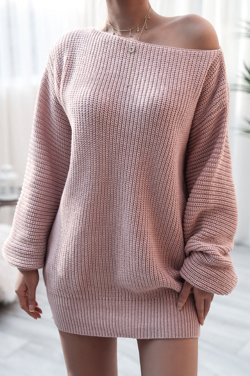 Off-Shoulder Knit Casual Dress
