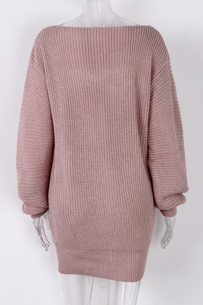 Off-Shoulder Knit Casual Dress