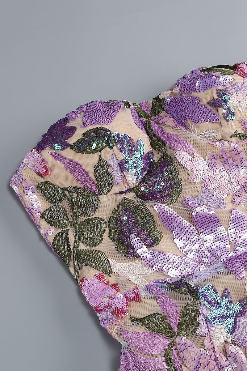 Strapless Floral Evening Gown