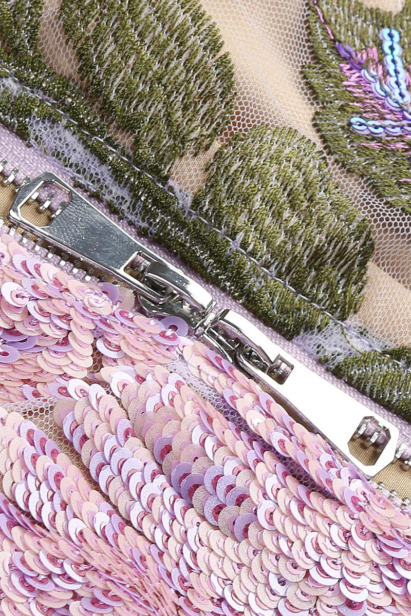 Strapless Floral Evening Gown