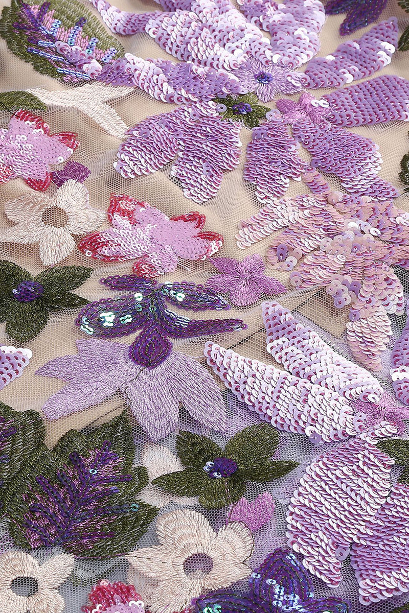 Strapless Floral Evening Gown