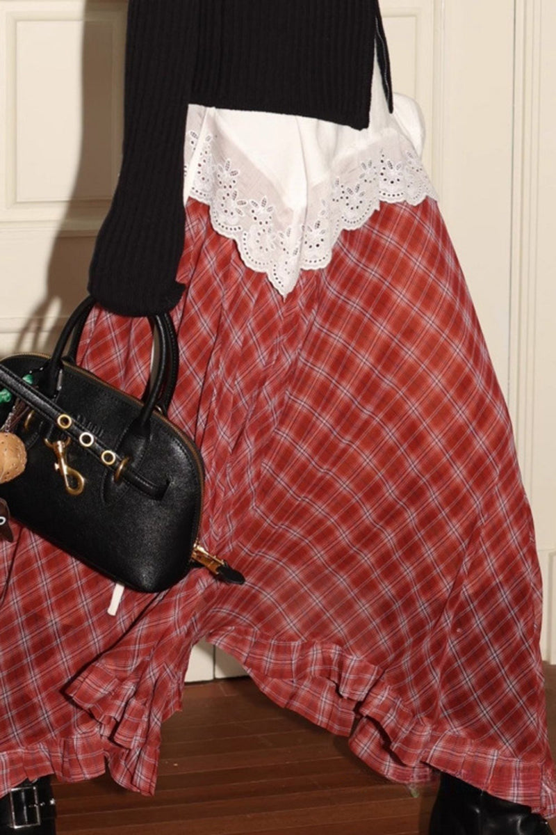 Asymmetrical Plaid Skirt