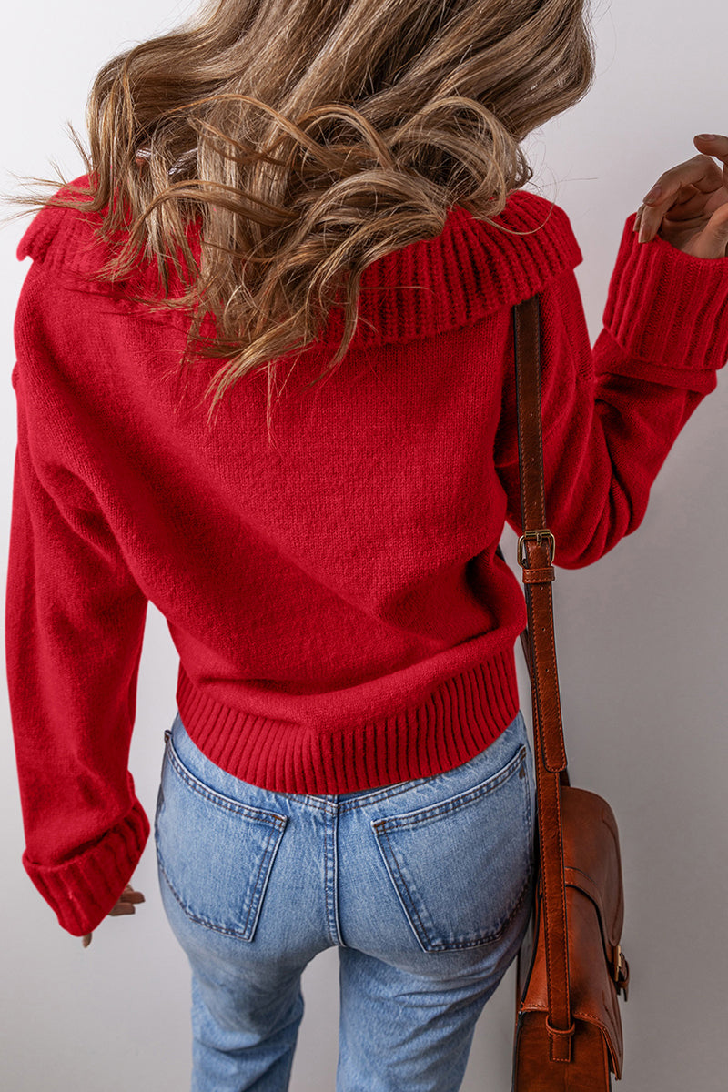 V Neck Ribbed Edge Sweater