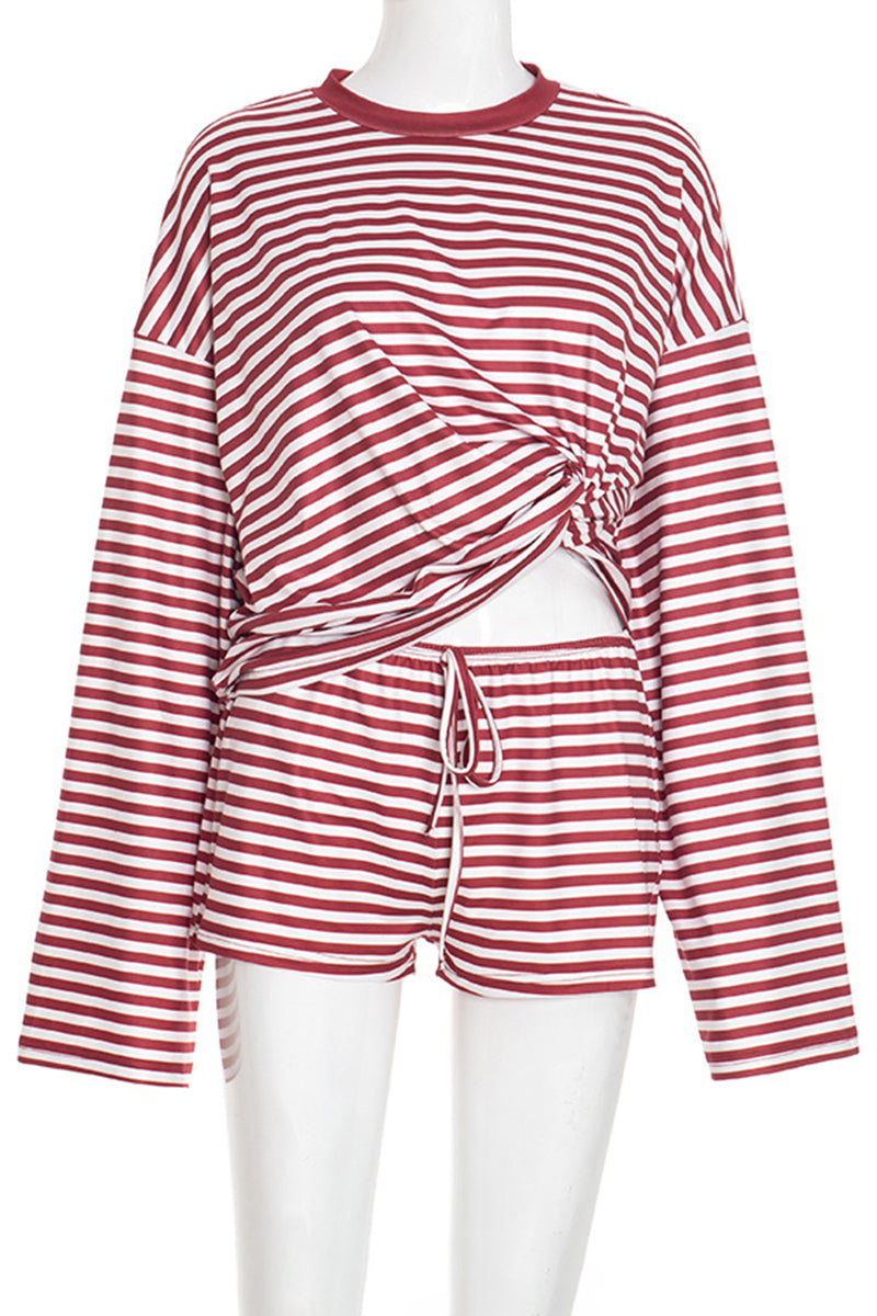 Striped Short Set with Long Sleeves