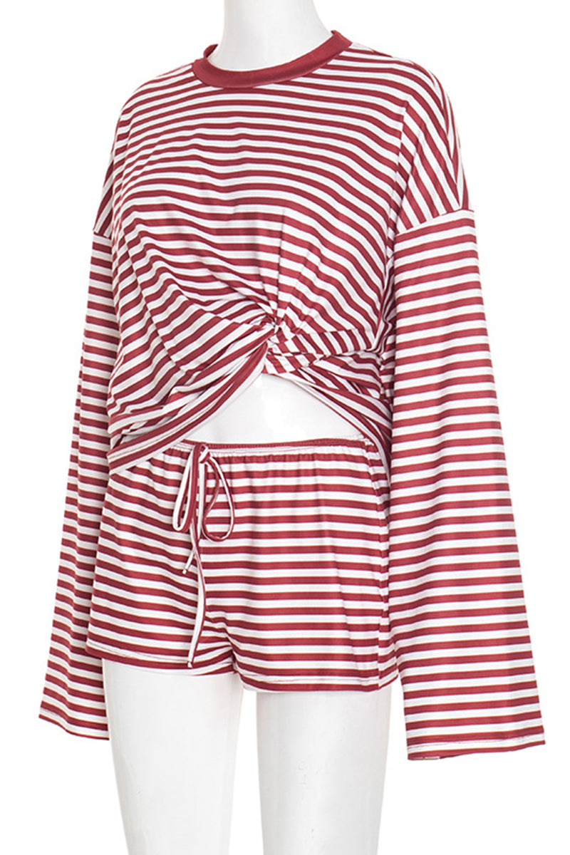 Striped Short Set with Long Sleeves