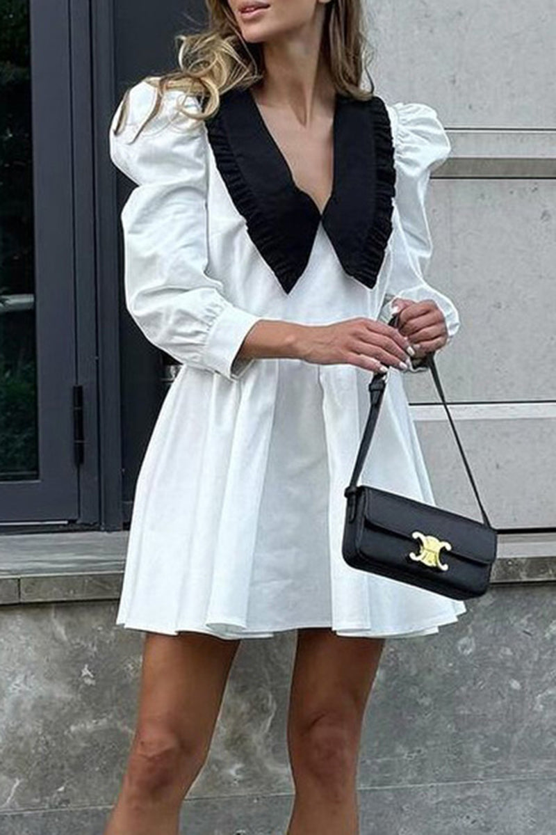 Contrast Collar Casual Dress