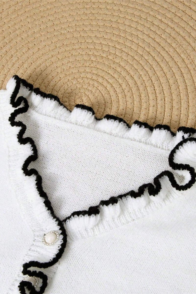 Elegant Ruffle Trim Knit Top