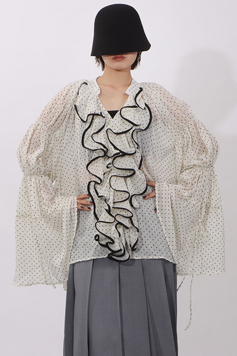 Ruffled Polka Dot Blouse