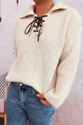Lace-Up Collar Sweater